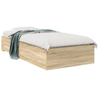 Bedframe 90x190 cm bewerkt hout met lade bruin