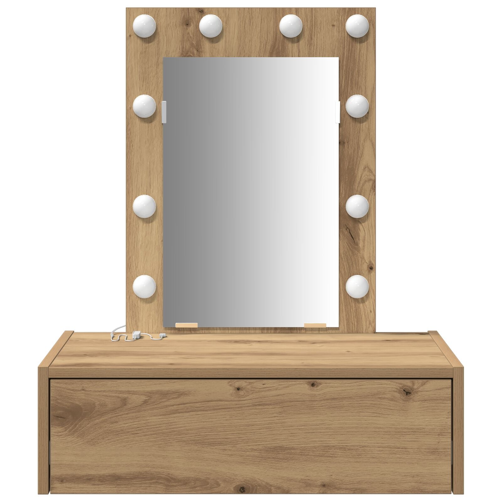 Muurhangende Kaptafel Verlichting - 60 x 40 x 70 cm Eiken met LED