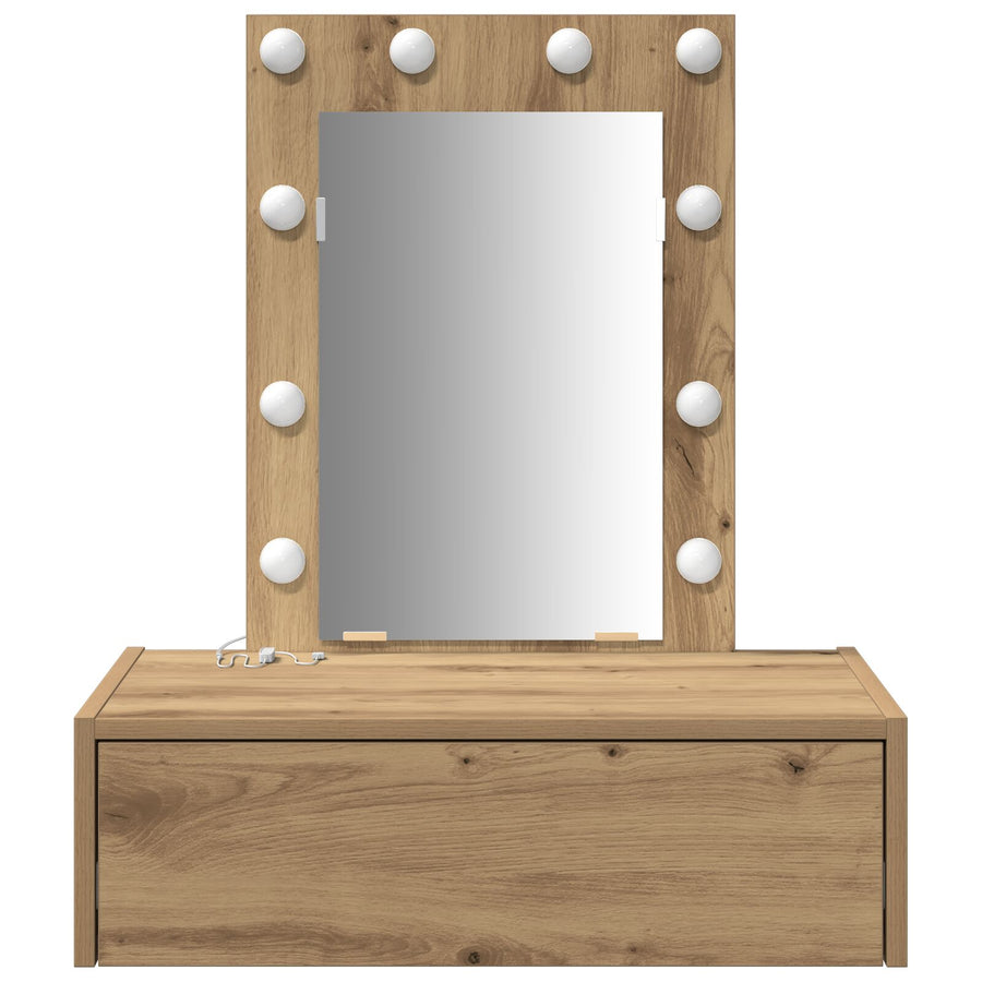 Muurhangende Kaptafel Verlichting - 60 x 40 x 70 cm Eiken met LED