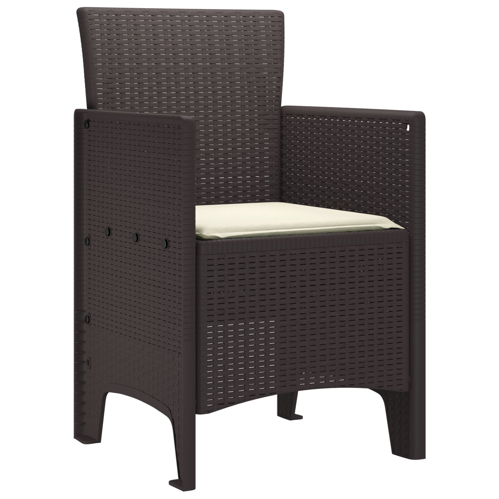 Tuinmeubels Met Kussens 2 Stuks Poly Rattan Crème Wit Bruin