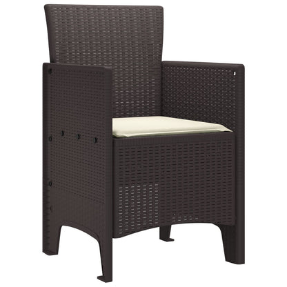Tuinmeubels Met Kussens 2 Stuks Poly Rattan Crème Wit Bruin