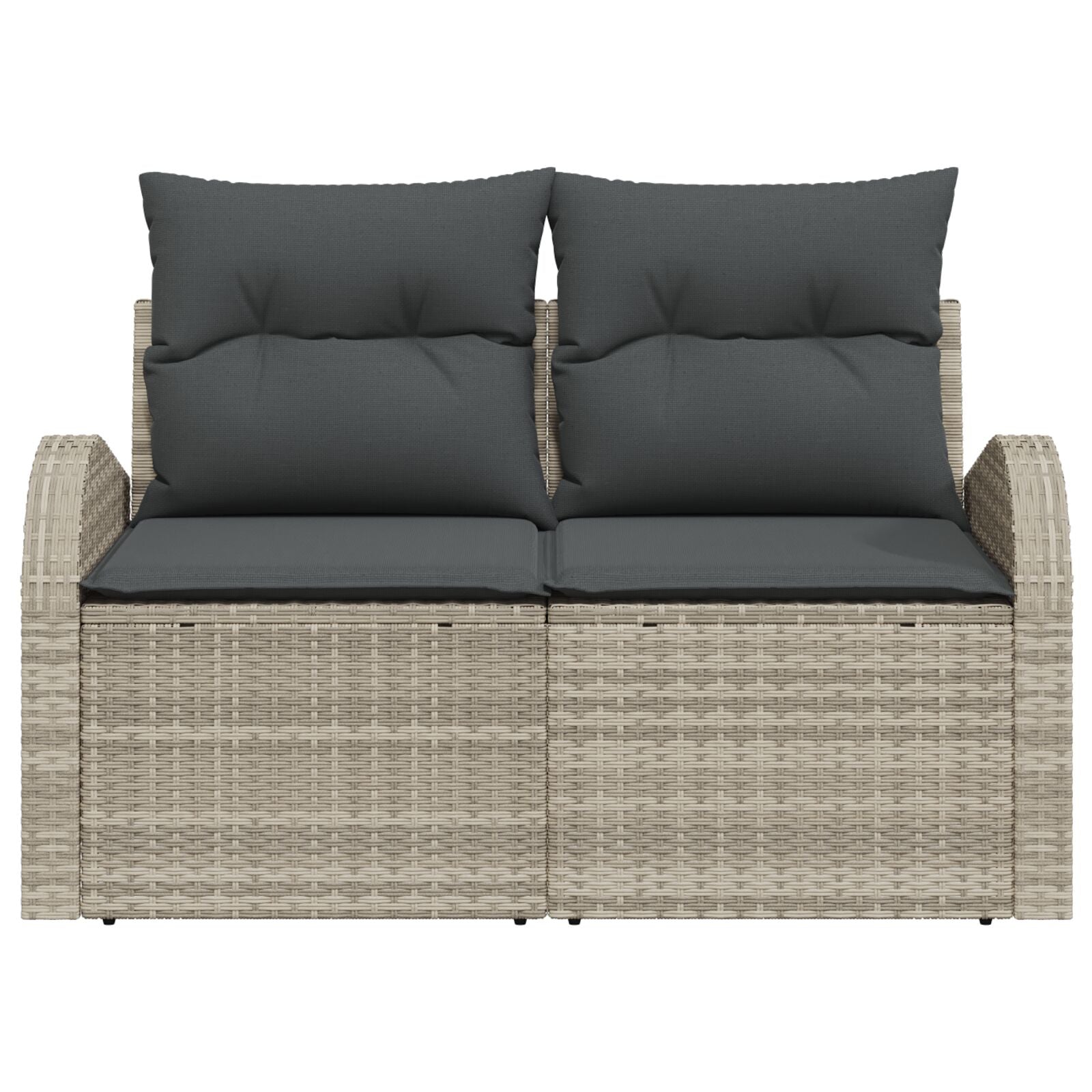 2-Persoons Tuin Sofa Met Kussens Poly Rattan Lichtgrijs geen opslag