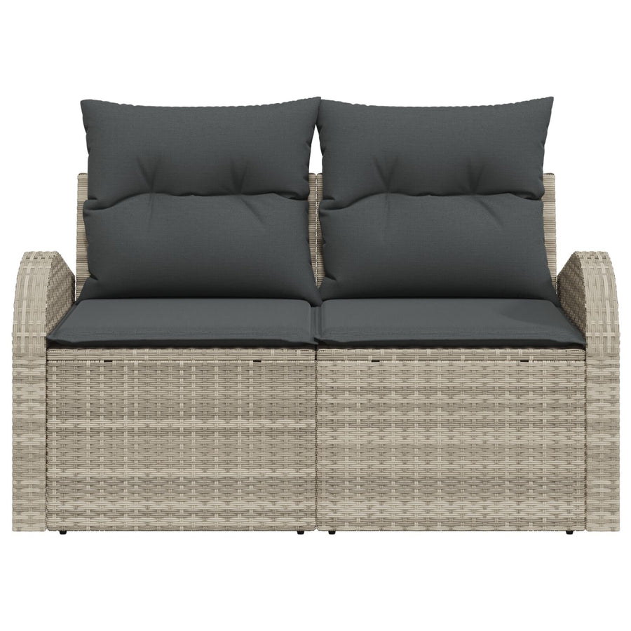2-Persoons Tuin Sofa Met Kussens Poly Rattan Lichtgrijs geen opslag