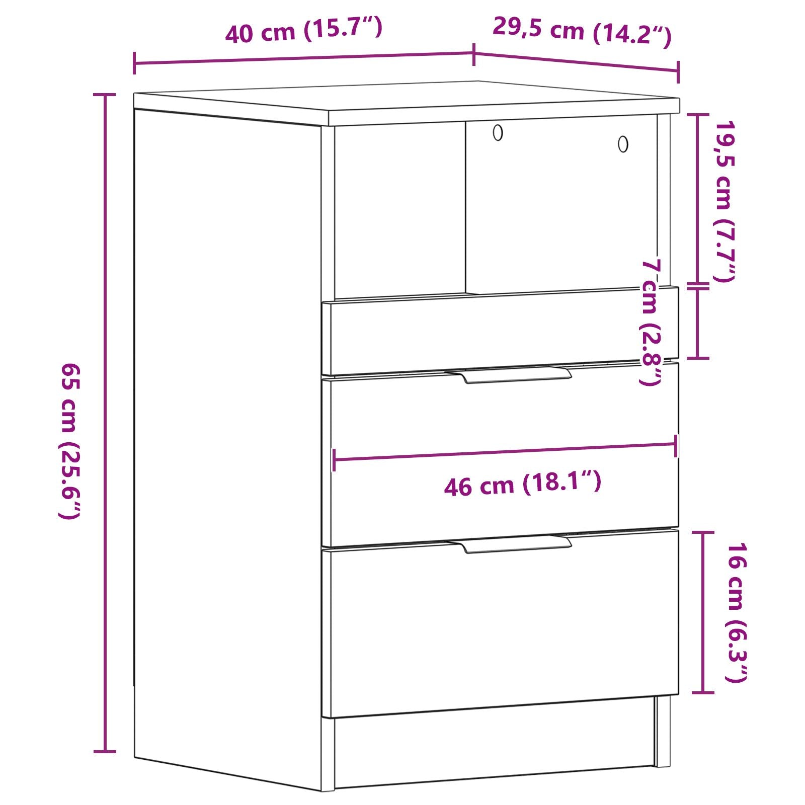 Nachtkastjes 2 Stuks Zwart Eiken 40X35X65 Cm Bewerkt Hout