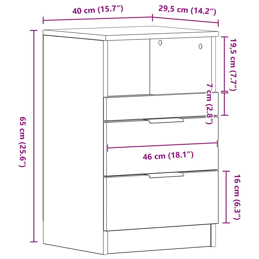 Nachtkastjes 2 Stuks Zwart Eiken 40X35X65 Cm Bewerkt Hout