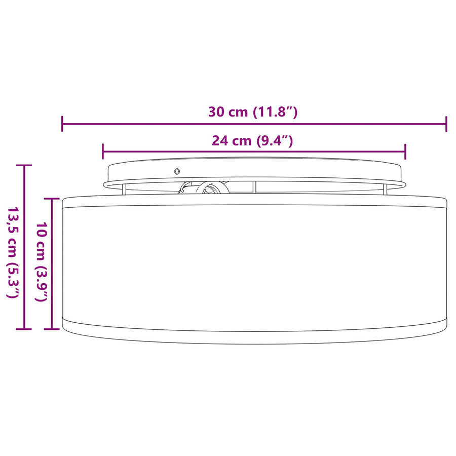 Plafondlampen Inbouw Ø 30 Cm Stof E27 Ø30 x 13.5 cm Wit zonder sterrenlampenkap