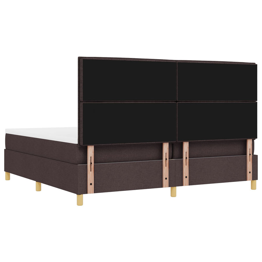 Boxspring Bed Met Matras & Bank Stof Donkerbruin 200 x 200 cm Lijnen ontwerp