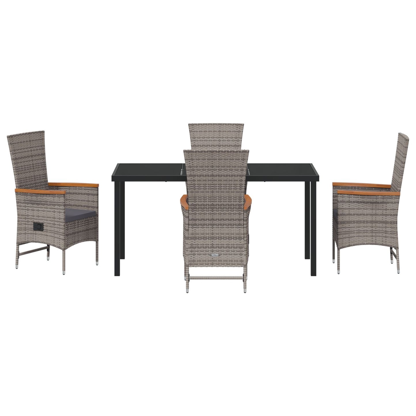 5-Delig Tuin Eetset Met Kussens Grijs Poly Rattan