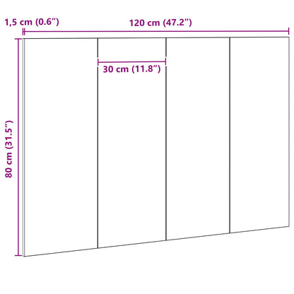 Bed Hoofdbord 120X1,5X80 Cm Gegalvaniseerd Hout Zwart eiken