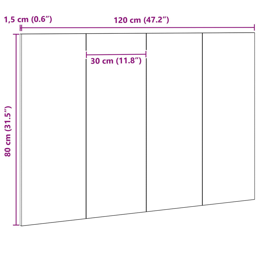 Bed Hoofdbord 120X1,5X80 Cm Gegalvaniseerd Hout Zwart eiken