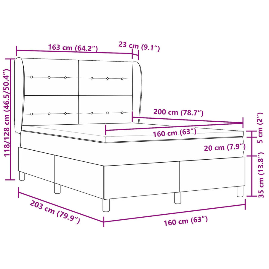 Boxspringbed Met Matras In Zwart, 160X200 Cm, Stof Blauw
