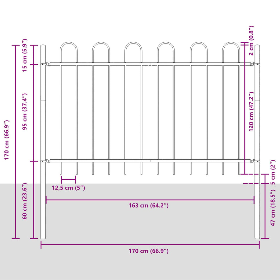 Tuinhek Met Hoepeltop 3,4X1,2 M Staal Grijs 1.2 m 3.4 m