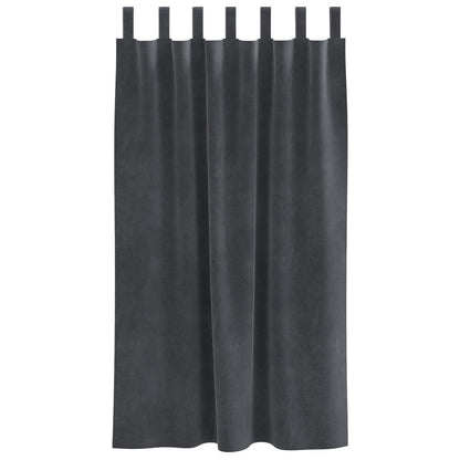 Verduisteringsgordijnen 2 Stuks Lichtgrijze Velvet Lichtgrijs 140 x 175 cm met hanglussen