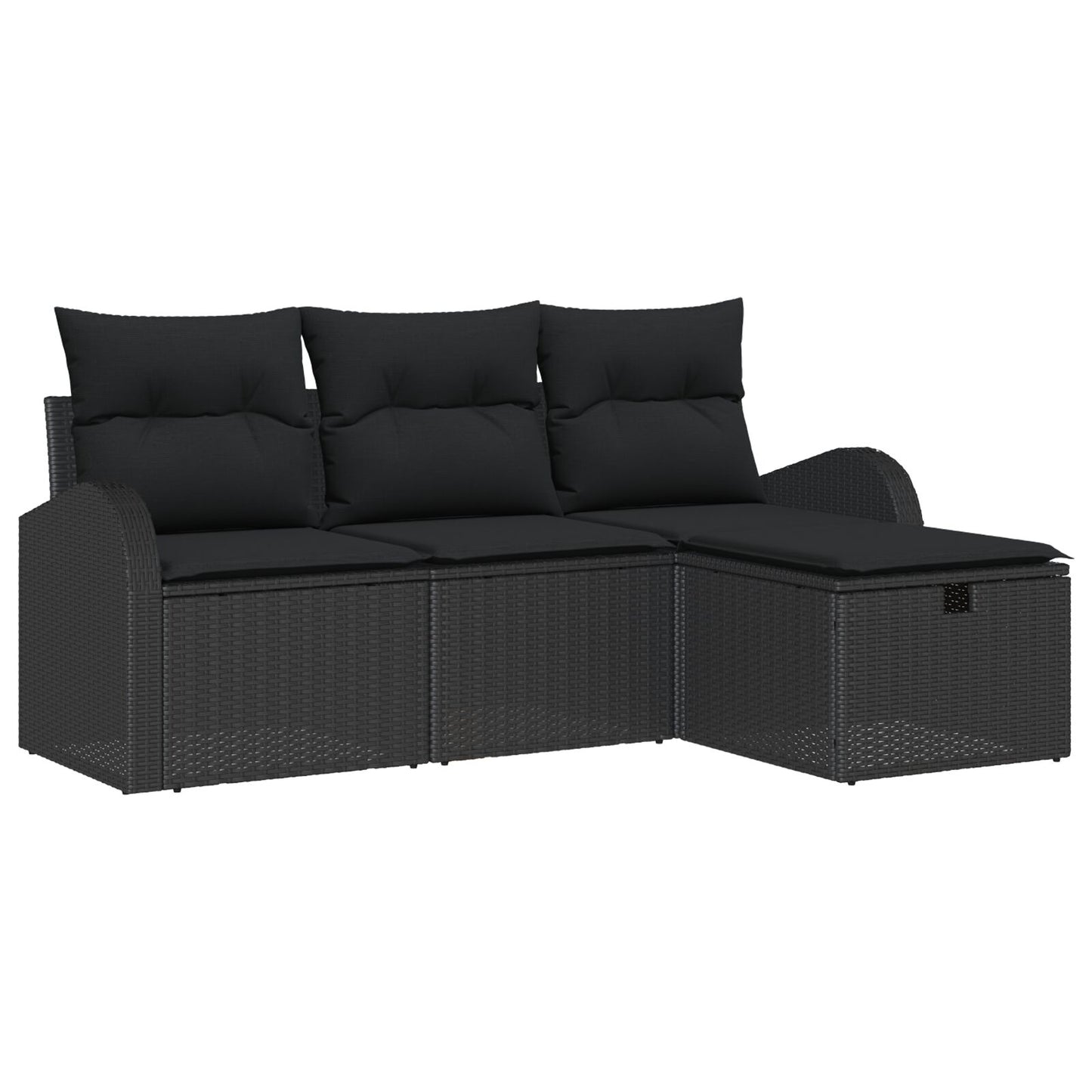 4 Delige Tuin Sofa Set Met Kussens Zwart Poly Rattan