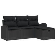 4 Delige Tuin Sofa Set Met Kussens Zwart Poly Rattan