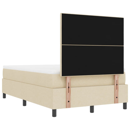 Boxspring Bed Met Matras & Bank Stof Crème 120 x 200 cm Knoop tufted