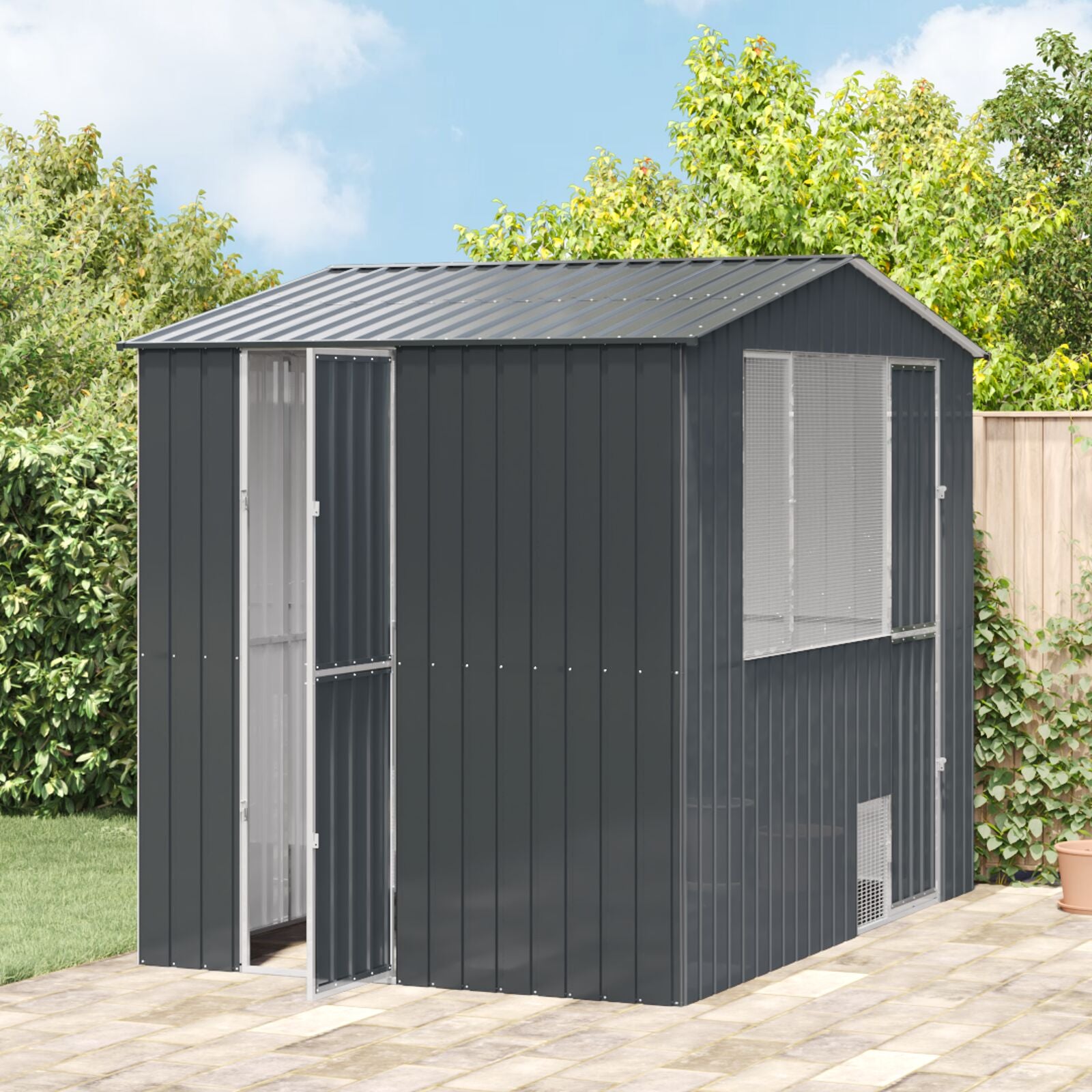 Vogelvolière Grijs 310X215X247 Cm Staal