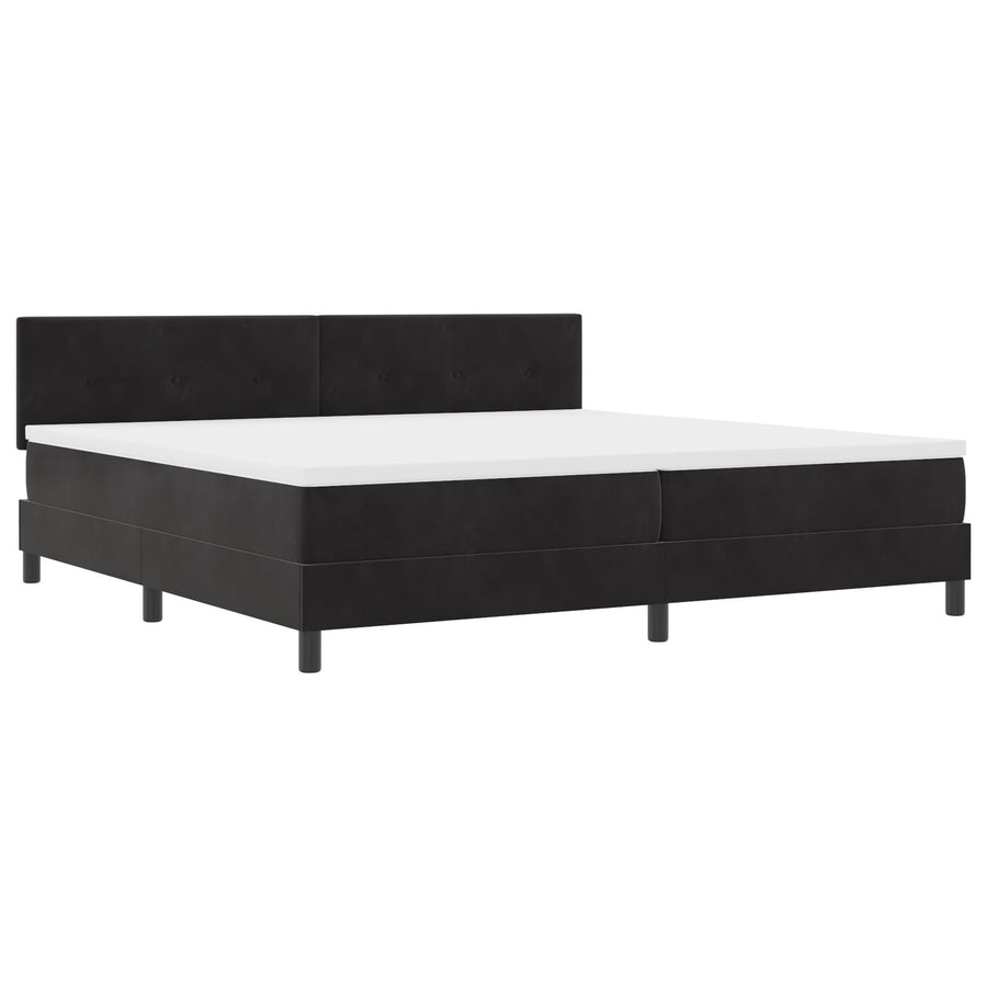 Boxspringbed Met Matras Zwart 200X200 Cm Fluweel Blauw