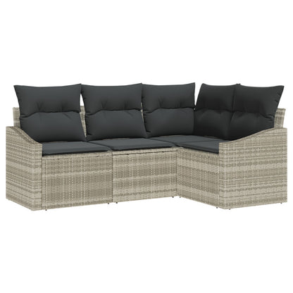 4 Delige Tuin Sofa Set Met Kussens Licht Grijs Poly Rattan