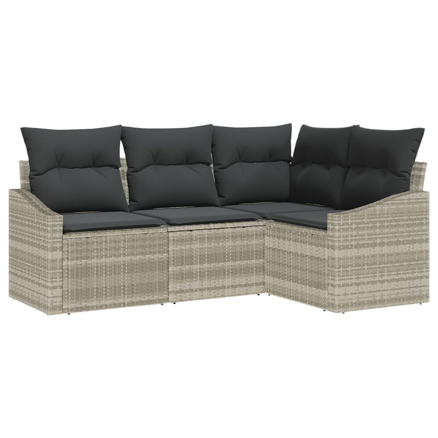 4 Delige Tuin Sofa Set Met Kussens Licht Grijs Poly Rattan