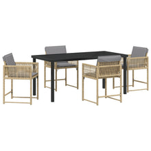 5-Delige Tuin Eetset Met Kussens Beige Poly Riet