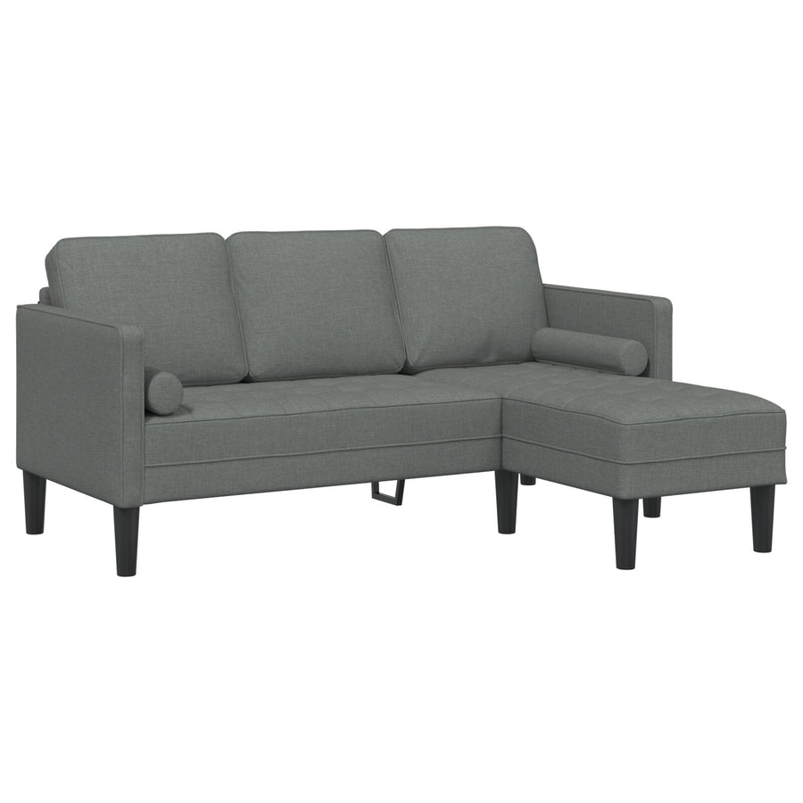 L-Vormige Bank Set Van 2 Polyester Donkergrijs L-vormige bank + bankje