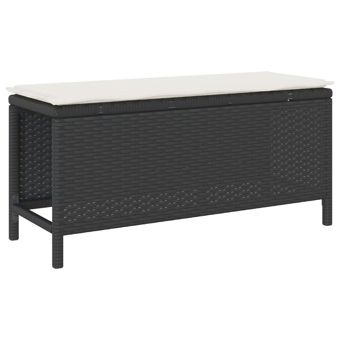 3-Delige Tuin Eettafel Set Met Kussens Poly Rattan Acacia 100 cm Zwart en crème 2 krukken