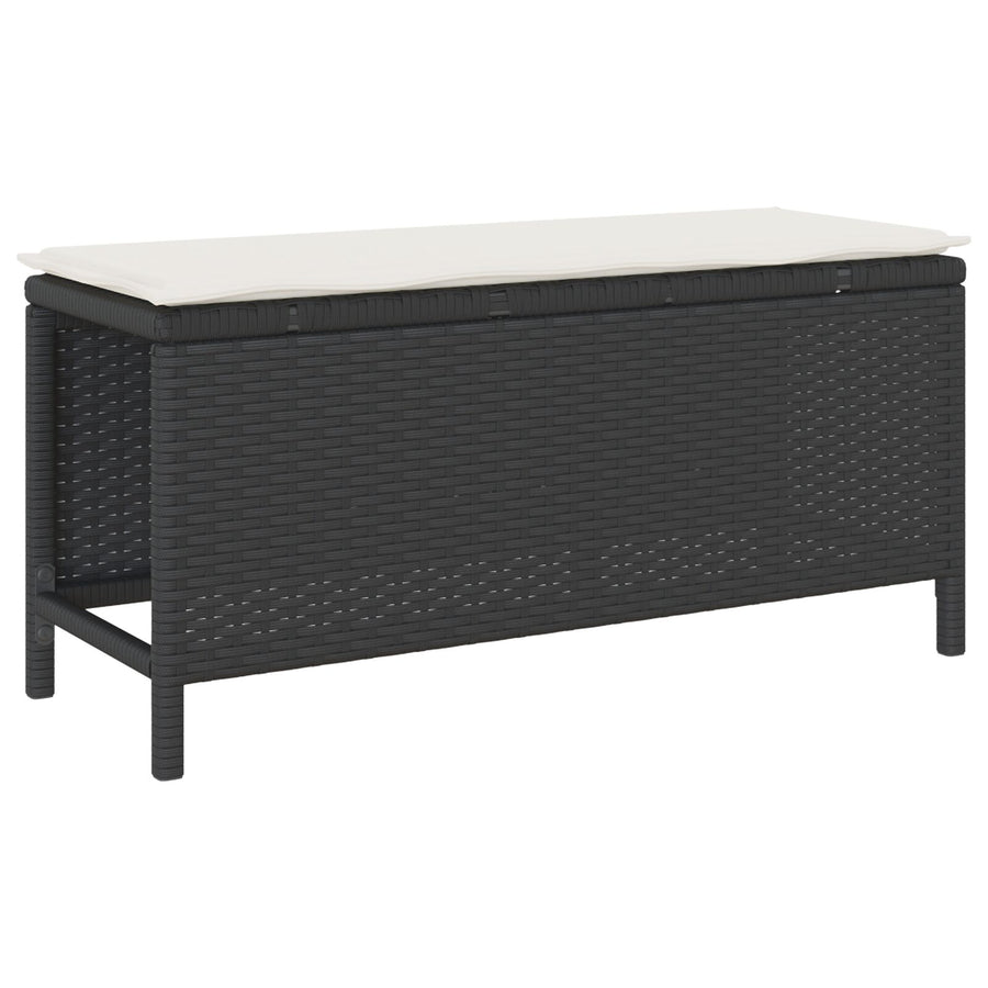3-Delige Tuin Eettafel Set Met Kussens Poly Rattan Acacia 100 cm Zwart en crème 2 krukken