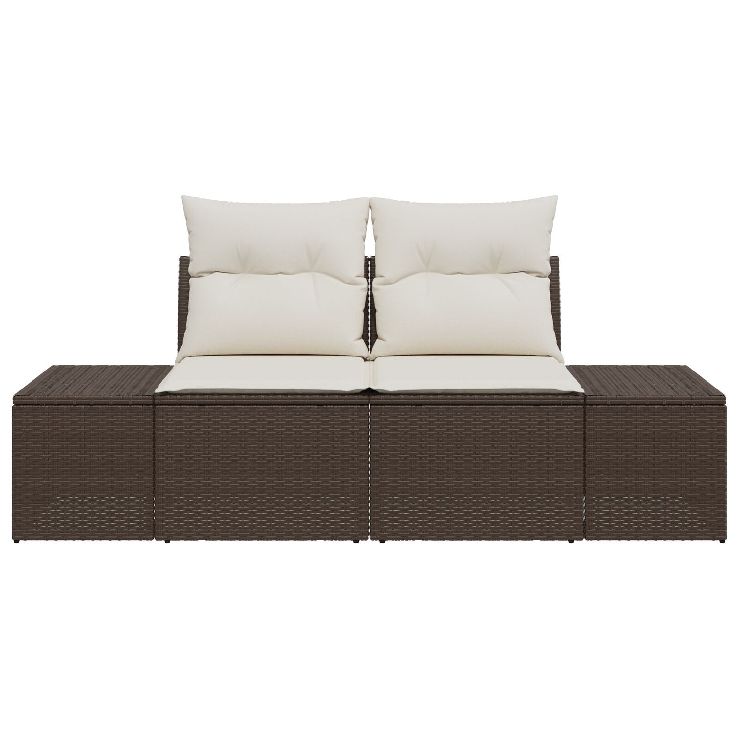 2-Persoons Tuinsofa & Kussens Poly Rattan Bruin en crème met opslag