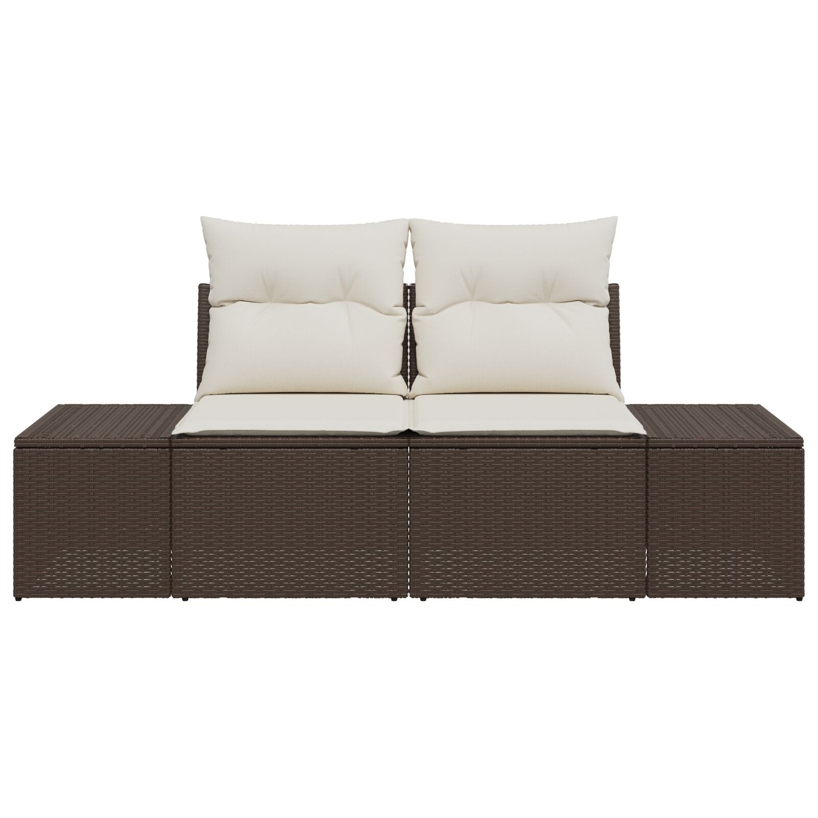 2-Persoons Tuinsofa & Kussens Poly Rattan Bruin en crème met opslag