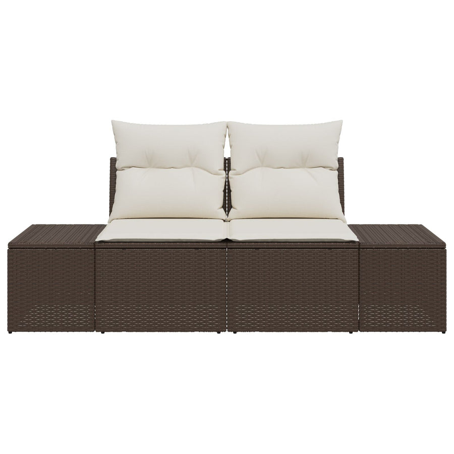 2-Persoons Tuinsofa & Kussens Poly Rattan Bruin en crème met opslag