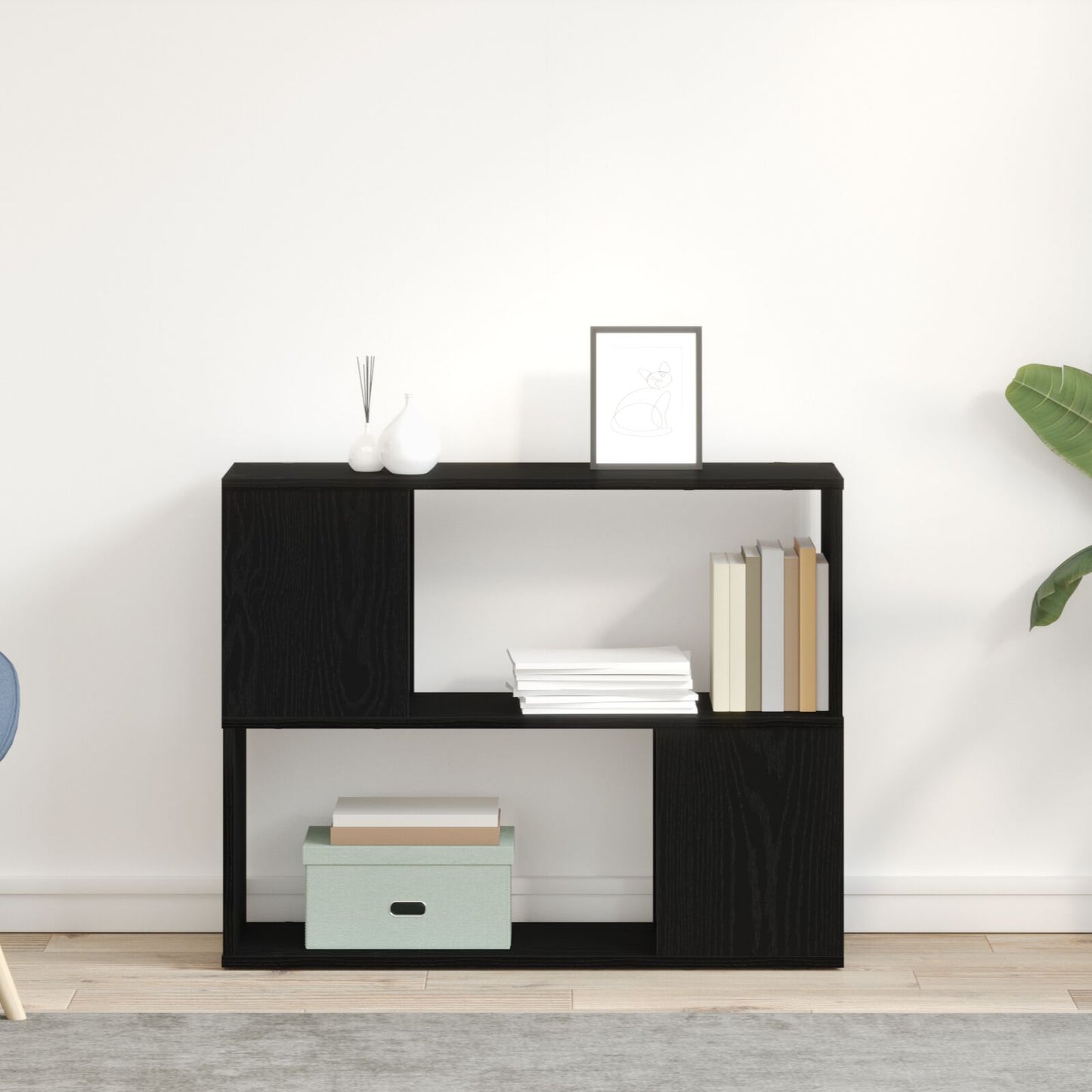 Witte Tv-Kast Van Bewerkt Hout Zwart eiken 80 x 24 x 63 cm