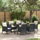 Garden Dining Set with Cushion 7 pcs Black poly rattan
