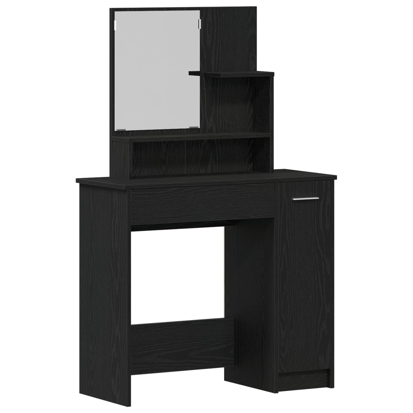 Zwarte Eikenhouten Kaptafel Met Spiegel - 86.5 X 35 X 136 Cm
