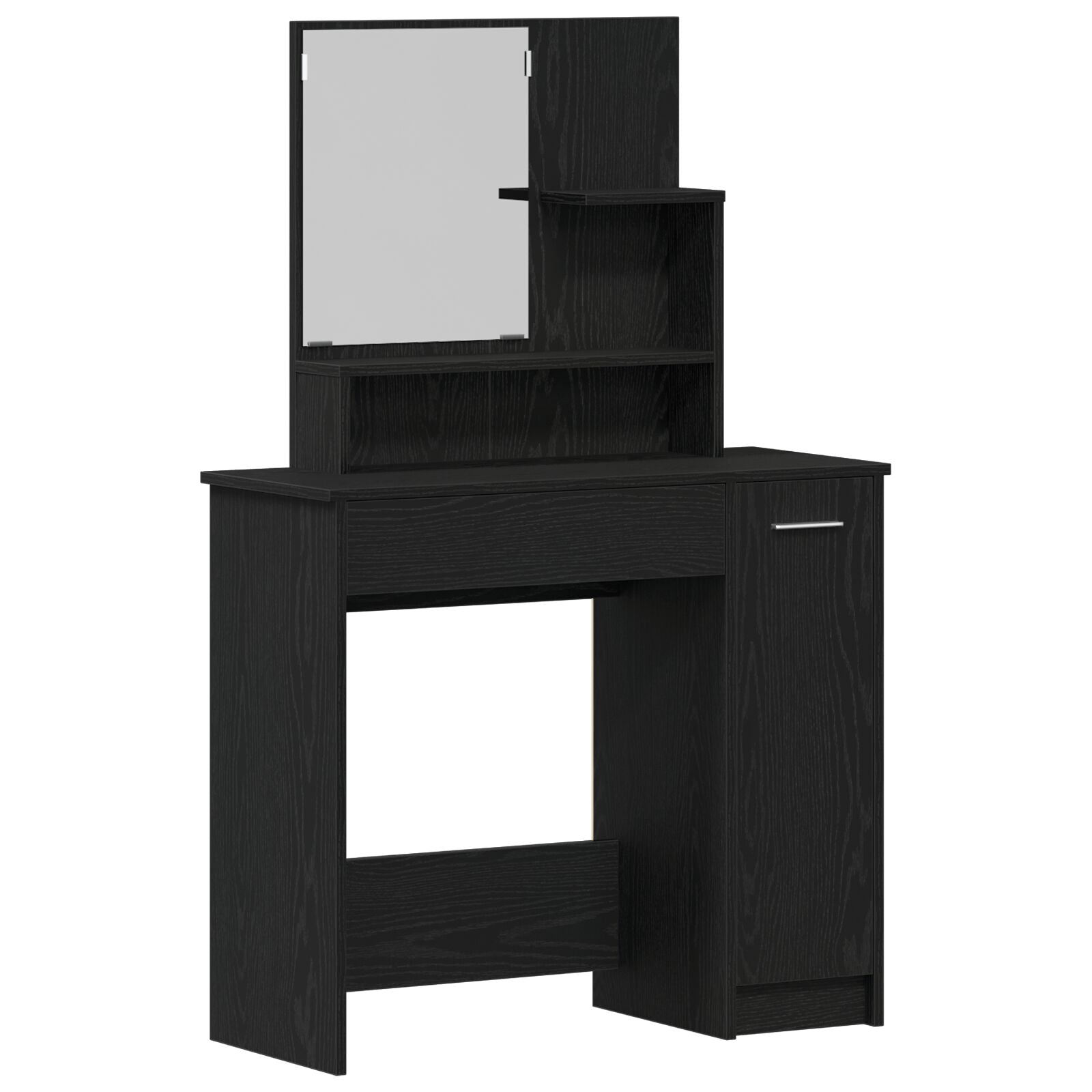 Zwarte Eikenhouten Kaptafel Met Spiegel - 86.5 X 35 X 136 Cm