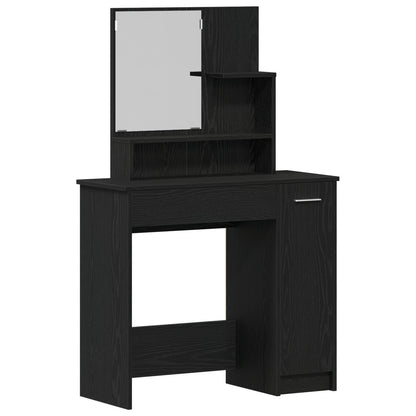 Zwarte Eikenhouten Kaptafel Met Spiegel - 86.5 X 35 X 136 Cm