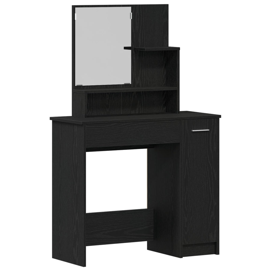 Zwarte Eikenhouten Kaptafel Met Spiegel - 86.5 X 35 X 136 Cm
