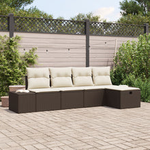 5-Delige Tuin Sofa Set Met Kussens Bruin Poly Rattan Wit