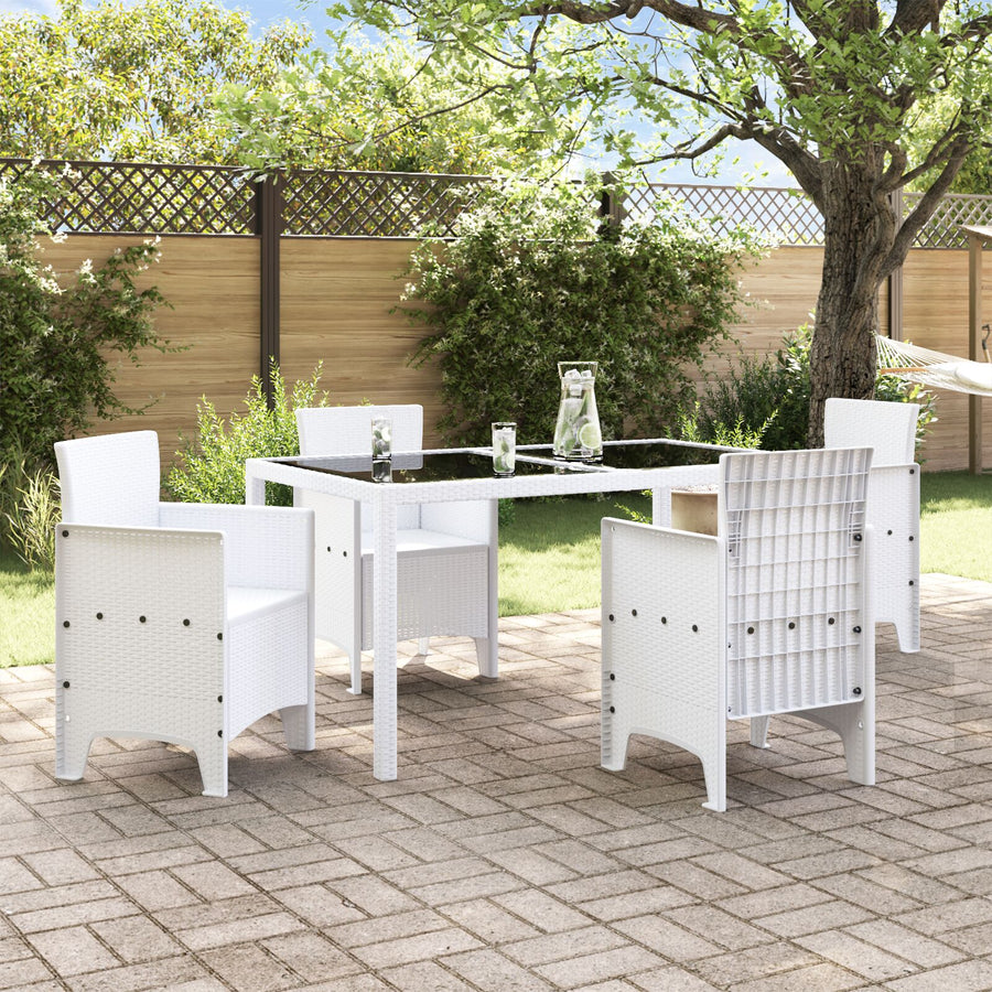 Tuinstoel Set Van 4 Poly Rattan Standaard Lichtgewicht zonder kussen Wit