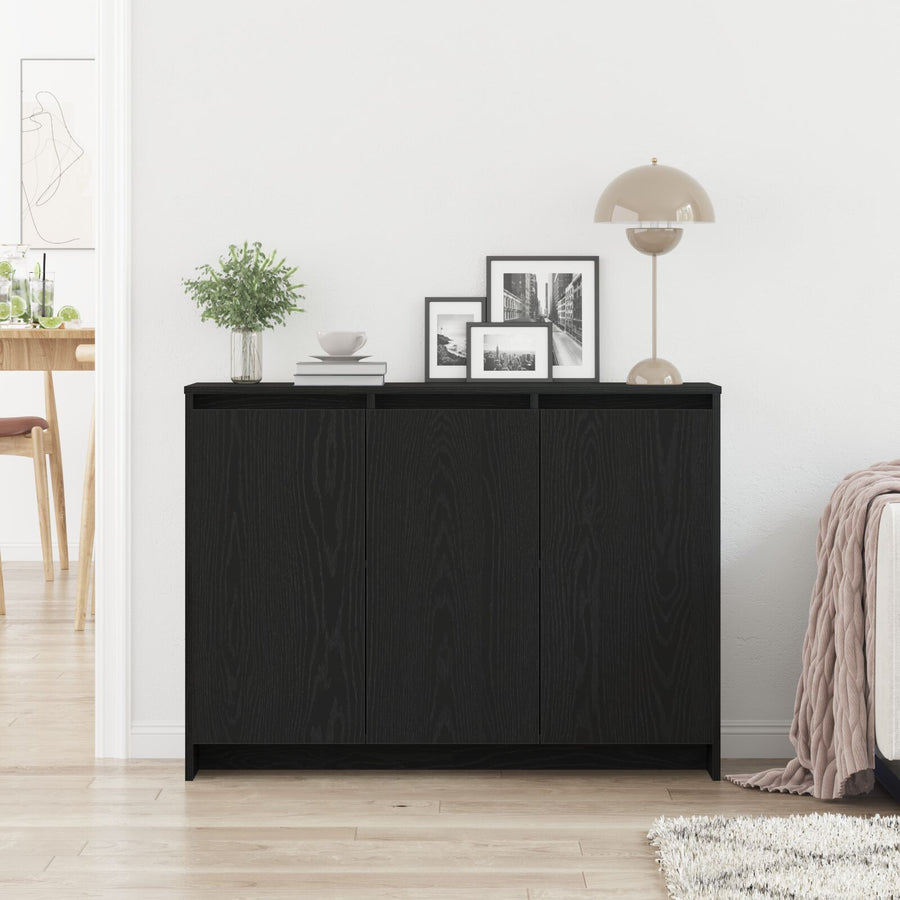 Dressoir Zwart Eiken 102X33X75 Cm Bewerkt Hout