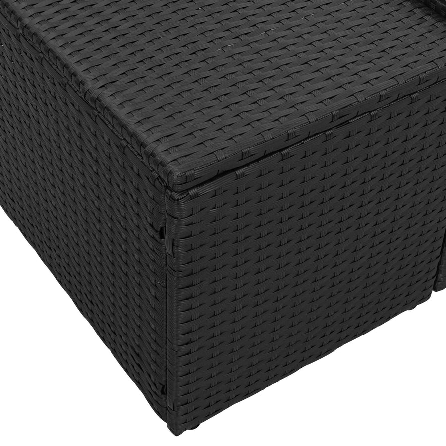 2-Zits Tuin Sofa & Kussens Poly Rattan Zwart met opslag