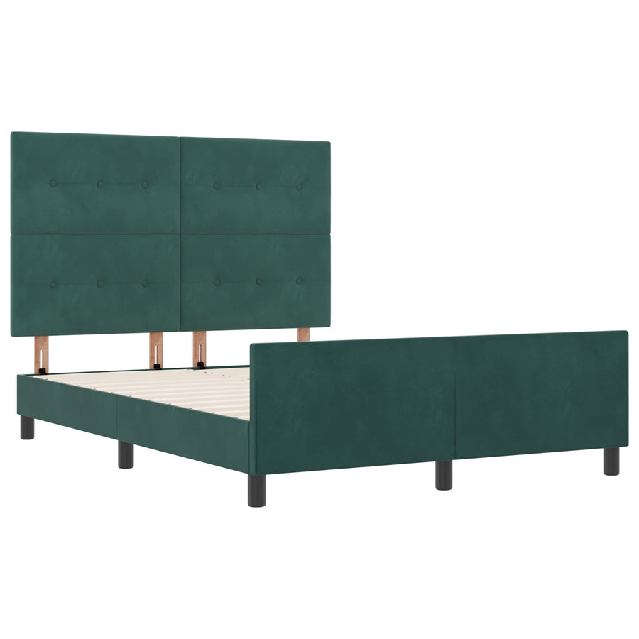 Donkergroene Fluwelen Bedbalk 140X190 Cm Crème