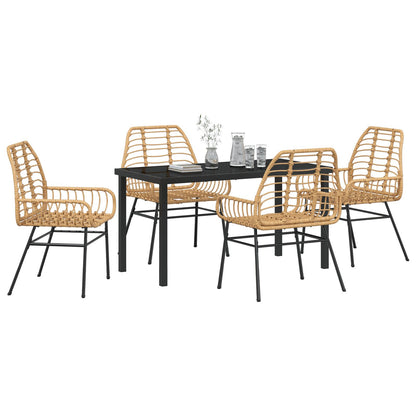 5-Delig Tuin Eetset Bruin Poly Rattan