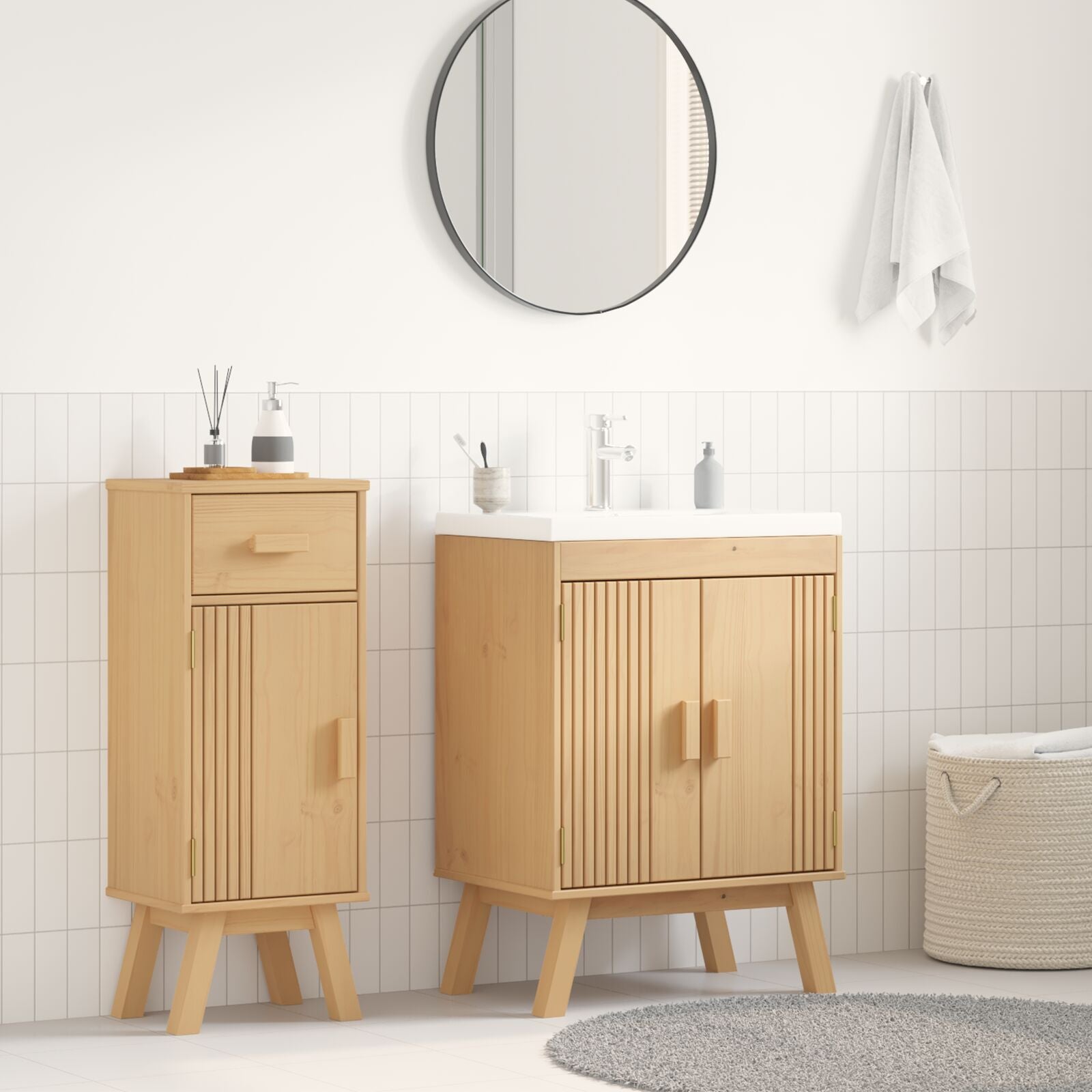 Onderkast 114X43X73,5 Cm Massief Houten Grenen Geel