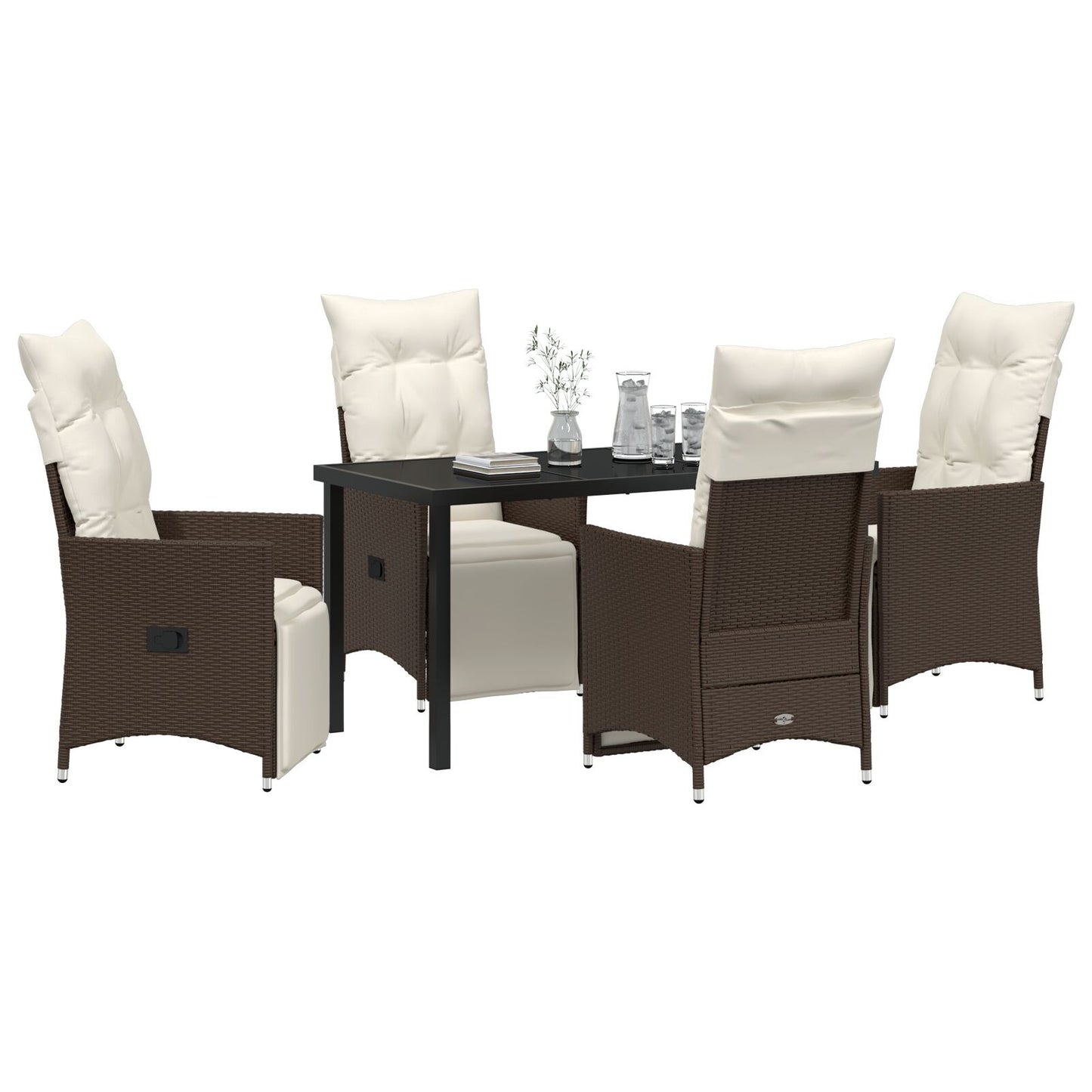 5-Delige Tuin Eetset Met Kussens Bruin Poly Rattan