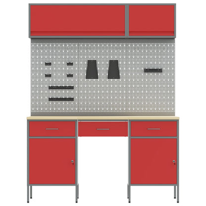 8-Delige Werkbankset Rood Staal