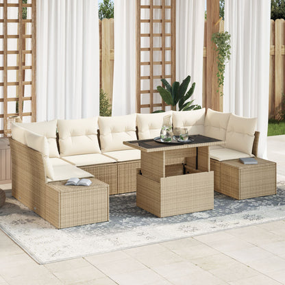 Tuinbankset Set Van 8 Beige Poly Rattan 8-Delige Tuinset