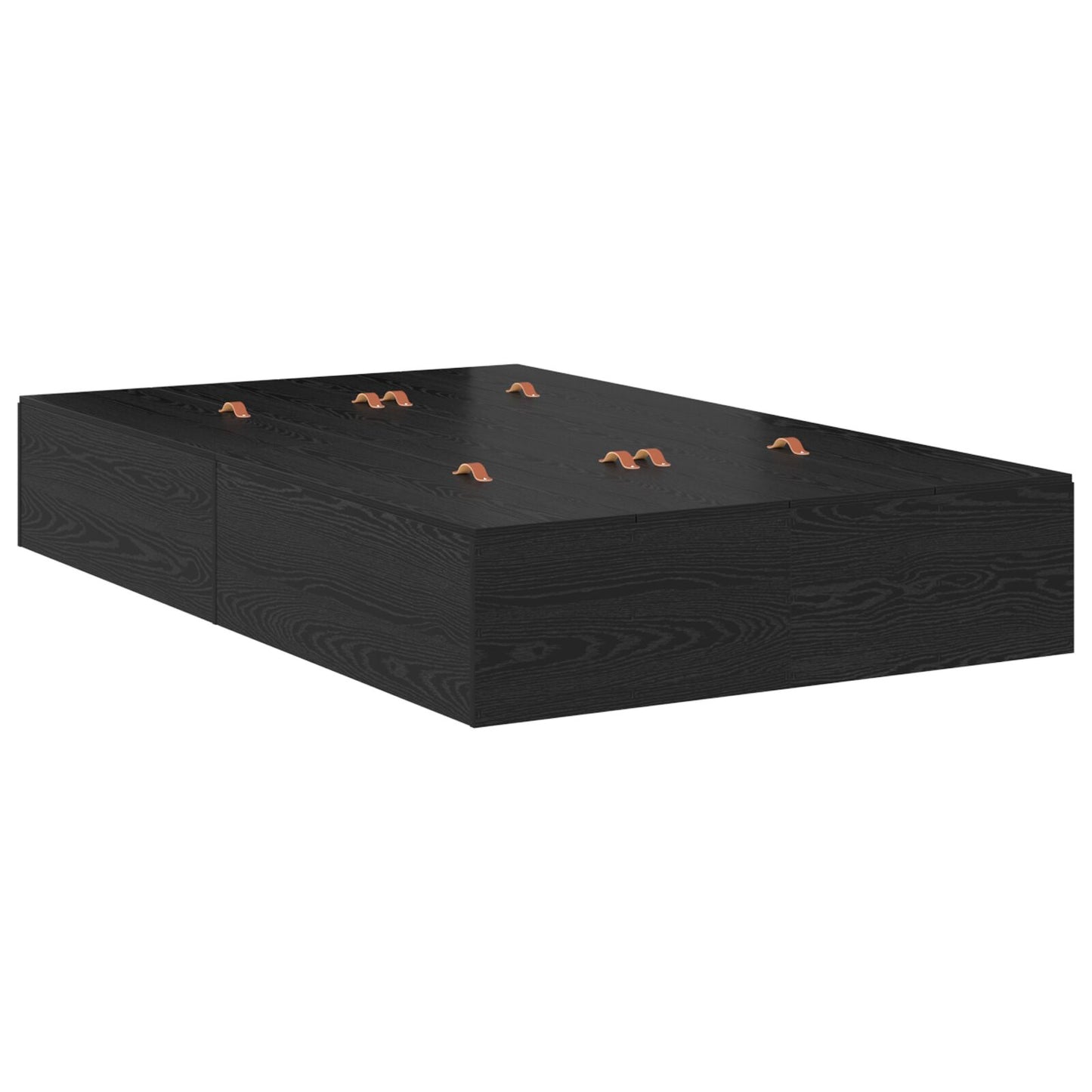 Bed Met Opslag Hout Standaard Tweepersoons Zwart Eiken 120 x 190 cm