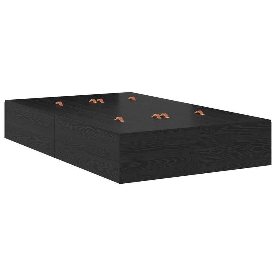 Bed Met Opslag Hout Standaard Tweepersoons Zwart Eiken 120 x 190 cm