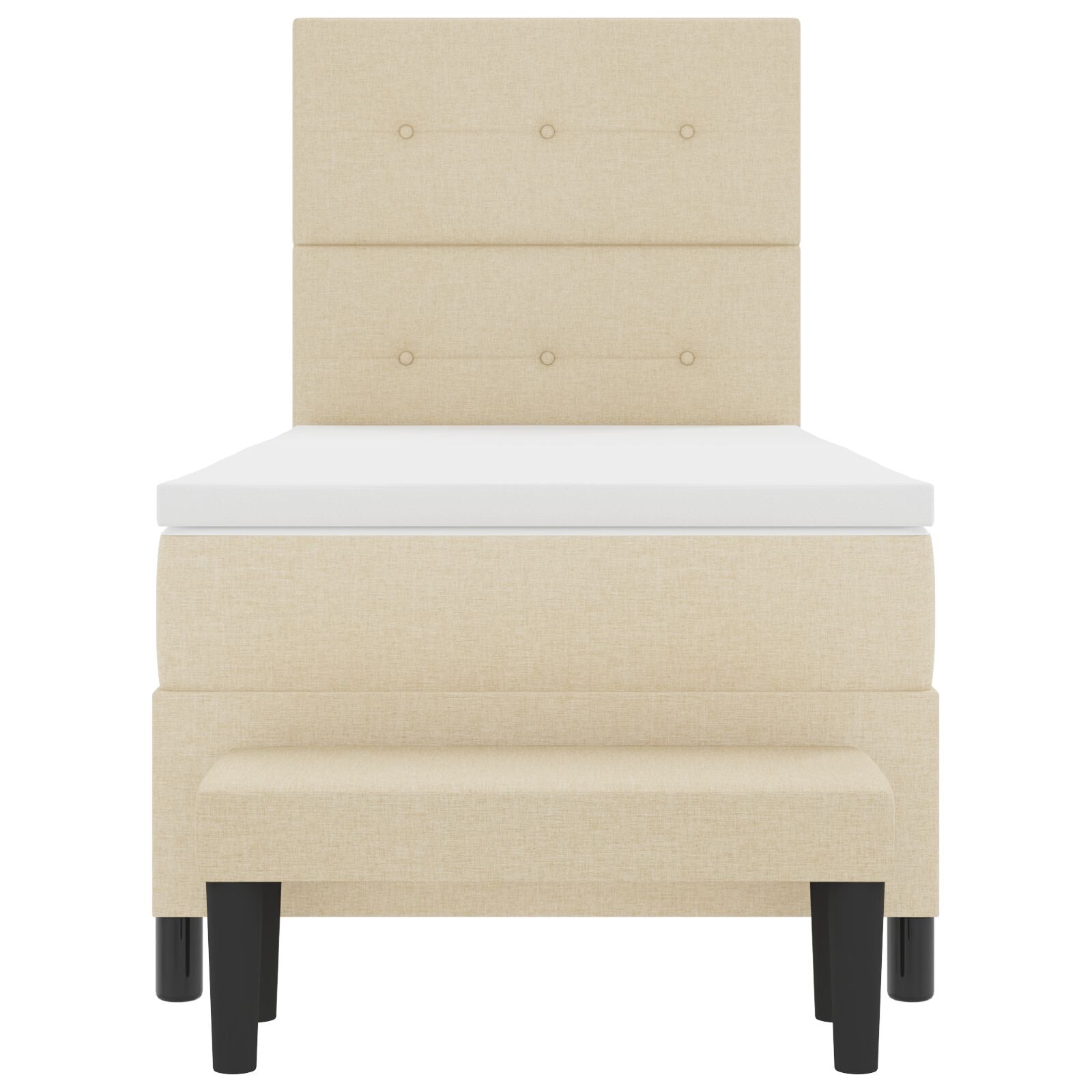 Boxspringbed Met Matras & Bank Stof Crème 90 x 190 cm Knopen gestoffeerd